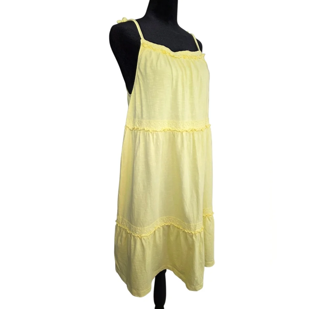 Boden Yellow Cotton Tiered Sundress Eyelet Lace Trim Girls 15-16Y Coastal Summer
